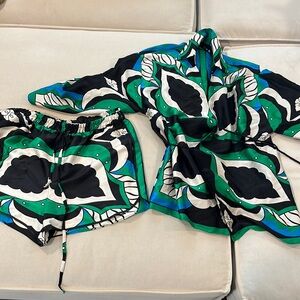 Zara two piece short set with kimono style wrap top